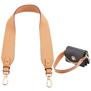 PU Leather Underarm Bag Straps, with Alloy Swivel Clasps, Sandy Brown, 59.5x3.65x0.3cm