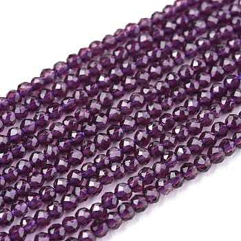 Glass Beads Strands, Imitation Quartz, Faceted, Round, Purple, 2mm, Hole: 0.5mm,  about 175pcs/strand, 14.9 inch(38cm)