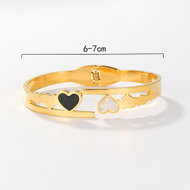 Natural Shell Heart Hinged Cuff Bangle(DD3950)-3