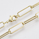 Brass Flat Oval Paperclip Chain Necklace Making(MAK-S072-07A-LG)-1