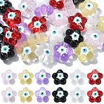 30Pcs 6 Colors Transparent Glass Beads, with Enamel, Flower with Evil Eye, Mixed Color, 14x15x8mm, Hole: 1mm, 5pcs/color(GLAA-CJ0002-62)