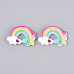 Resin Cabochons, Rainbow, Colorful, 35x25x6.5mm(CRES-T005-64)