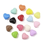 Opaque Acrylic Beads, Heart with Stripe, Mixed Color, 14x15.5x10.5mm, Hole: 2mm(OACR-I029-02)