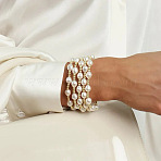 Baroque Style Pearl Multi-strands Bracelets for Women, Real 18K Gold Plated, 6-7/8 inch(17.5cm)(FF8225)