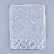 Tic Tac Toe Board Game Silicone Molds, XO Fun Family Games Silicone Epoxy Resin Casting, for DIY Kids Adult Table Game, White, 237x190x12.5mm,  Flat Round: 42mm, Cross: 35x35mm(X-DIY-I036-11)
