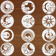 12Pcs 12 Styles Moon & Cloud & Star PET Plastic Hollow Out Drawing Painting Stencils Templates, Flat Round, WhiteSmoke, 148x0.5mm, 1pc/style(DIY-WH0349-200)