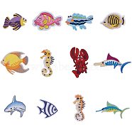 Rayon Embroidery Cloth Iron on/Sew on Patches, DIY Garment Accessories, Fish, Mixed Color, 24pcs/set(DIY-NB0002-26)