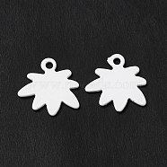 Spray Painted 201 Stainless Steel Charms, Leaf Charm, White, 14x14x0.5mm, Hole: 1.4mm(STAS-I672-17B)