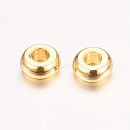 Real 18K Gold Plated Brass Spacer Beads, Nickel Free, Flat Round, 4x1.5mm, Hole: 1.5mm(X-KK-E702-14G-NF)