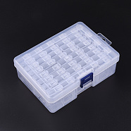 Plastic Bead Containers, Flip Top Bead Storage, For Seed Beads Storage Box, with PP Plastic Packing Box, Rectangle, Clear, 44pcs containers/box, 5x2.7x1.2cm, Hole: 0.9x1cm(CON-R010-01E)