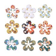 PU Leather Big Pendants, Double-Sided Daisy Pattern, Flower, Mixed Color, 50x51x2mm, Hole: 1mm(FIND-R072-08-A-M)