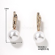 Chic Pearl Hoop Earrings for Women, Elegant and Delicate European Style, Round, Golden, 34x14mm(QX1953-1)