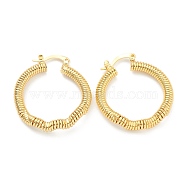 Brass Stud Earring Findings, Half Hoop Earrings, Flat Round, Real 18K Gold Plated, 33x30x4mm, Pin: 0.5mm(EJEW-O106-09G)