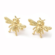 Brass Bees Stud Earrings, Lead Free & Cadmium Free, Real 18K Gold Plated, 18x27mm(KK-M246-10G)