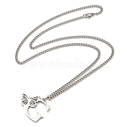 201 Stainless Steel Necklace, Letter G, 23.74 inch(60.3cm) p: 25x35x1.3mm(NJEW-Q336-01G-P)