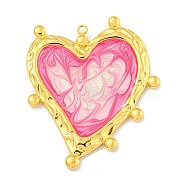 Ion Plating(IP) 304 Stainless Steel Pendants, with Enamel, Real 18K Gold Plated, Heart Charm, Cerise, 40.5x35x2.5mm, Hole: 2mm(X-STAS-U007-06E-G)