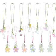 12Pcs 12 Styles Flower Lampwork Pendant Decorations, Nylon Rope Hanging Decoration, Mixed Color, 123~160mm, 1pc/style(HJEW-NB0002-01)