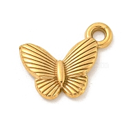 Ion Plating(IP) 304 Stainless Steel Pendants, Butterfly Charm, Real 18K Gold Plated, 15.5x18.5x2.5mm, Hole: 2mm(STAS-N103-137G)