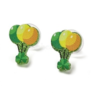 Saint Patrick's Day Theme Acrylic & 304 Stainless Steel Stud Earring for Women Men, Balloon, 15.5x11.5mm(EJEW-H112-01B)