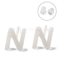 Hypoallergenic Bioceramics Zirconia Ceramic Stud Earrings, No Fading and Nickel Free, Alphabet, Letter N, 7x5.5mm(EJEW-F340-04N)