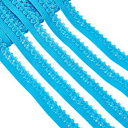 Polyester Elastic Cords with Single Edge Trimming, Flat, with Cardboard Display Card, Royal Blue, 13mm(EC-GF0001-38A)