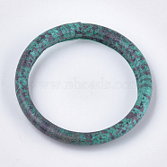(Jewelry Parties Factory Sale)Silicone Bangles/Key Rings, Covered with PU Leather, For Bangle Keychain Making, Dark Cyan, 3-1/8 inch(8cm)(BJEW-T008-04A)