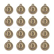 Alloy Pendant Cabochon Settings, For Enamel, Cadmium Free & Lead Free, Flat Round with Letter, Antique Bronze, Letter.D, 14x12x2mm, Hole: 1.5mm(PALLOY-N156-01D-AB)