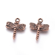 CCB Plastic Insect Pendants, Dragonfly, Red Copper, 20x16x3mm, Hole: 2mm(CCB-J030-43R)