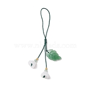 Imitation Jade Glass & Natural Green Aventurine  Pendant Mobile Straps, Nylon Cord Mobile Accessories Decor, 11cm(HJEW-JM01900)