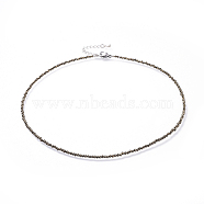 Natural Pyrite Beaded Necklaces, with 304 Stainless Steel Lobster Claw Clasps and Brass Extender Chains, Faceted, 15.8 inch(40.2cm)(NJEW-JN02492-03)