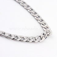 201 Stainless Steel Curb Chains  Necklaces, with Lobster Claw Clasps, Stainless Steel Color, 23.6 inch(60cm), 3mm(NJEW-R063-39P)