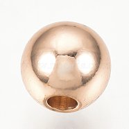 Brass Spacer Beads, Round, Rose Gold, 6x5mm, Hole: 1.8mm(X-KK-Q738-6mm-03RG)