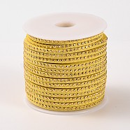 Rivet Faux Suede Cord, Faux Suede Lace, with Aluminum, Yellow, 3x2mm, about 20yards/roll(LW-M002-11)
