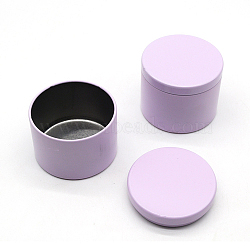 Iron Candle Tins, with Lids, Empty Tin Storage Containers, Lavender, 6.5x5.2cm(CAND-PW0013-68B)