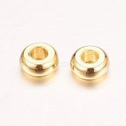 Real 18K Gold Plated Brass Spacer Beads, Nickel Free, Flat Round, 4x1.5mm, Hole: 1.5mm(X-KK-E702-14G-NF)