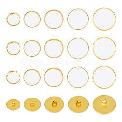 Olycraft 100Pcs 5 Style Plastic Shank Buttons, with Enamel, Clothing Accessories, Flat Round, White, 12.5~25x7~9.5mm, Hole: 3mm, 20pcs/style(BUTT-OC0001-51B)