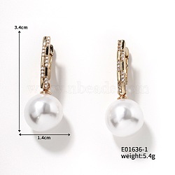 Chic Pearl Hoop Earrings for Women, Elegant and Delicate European Style, Round, Golden, 34x14mm(QX1953-1)