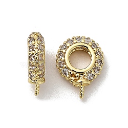 Oval Rack Plating Brass Micro Pave Cubic Zirconia Pendant Bails, Peg Bails, for Half Drilled Beads, Cadmium Free & Lead Free, Long-Lasting Plated, Real 18K Gold Plated, 11x8.5x3mm, Hole: 3.5mm, Pin: 0.7mm(KK-S397-08B)