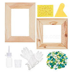 DIY Jewerly Kits, Including Unfinished Wood Photo Frame Stand, Measuring Cup, Plastic Glue Bottles, Plastic Scraper and Glass Cabochons, Mixed Color, 205x155x10mm(AJEW-FG0003-24)