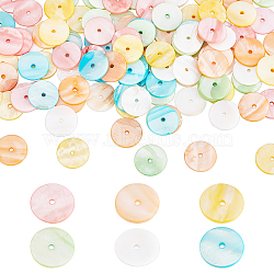 PandaHall Elite 120Pcs 6 Colors Dyed Natural Shell Beads, Disc/Flat Round, Heishi Beads, Mixed Color, 20x2mm, Hole: 2mm, 20pcs/color(SHEL-PH0001-23)
