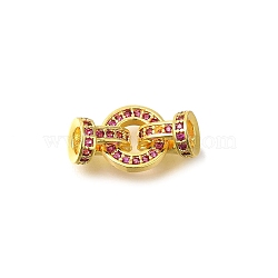 Rack Plating Ring Brass Micro Pave Cubic Zirconia Fold Over Clasps, Long-Lasting Plated, Lead Free & Cadmium Free, Golden, 16mm(KK-F883-19G-02)