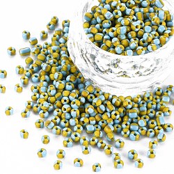 8/0 Glass Seed Beads, Opaque Colours Seep, Deep Sky Blue, 3mm, hole:1mm(SEED-S006-31)