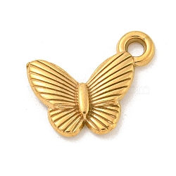 Ion Plating(IP) 304 Stainless Steel Pendants, Butterfly Charm, Real 18K Gold Plated, 15.5x18.5x2.5mm, Hole: 2mm(STAS-N103-137G)