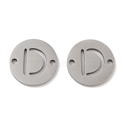 Non-Tarnish 201 Stainless Steel Hollow Flat Round Links, Letter Connector Charms, Stainless Steel Color, Letter D, 12x1mm, Hole: 1.2mm(FIND-R149-03D-P)