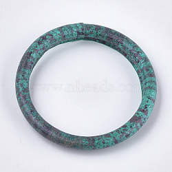 (Jewelry Parties Factory Sale)Silicone Bangles/Key Rings, Covered with PU Leather, For Bangle Keychain Making, Dark Cyan, 3-1/8 inch(8cm)(BJEW-T008-04A)