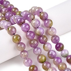 Dyed Natural White Jade Beads Strands, Two Tone, Round, Violet, 10x10mm, Hole: 1mm, about 38~39pcs/strand, 14.96~15.6''(38~39cm)(G-T138-10mm-210-10)