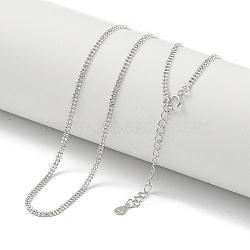 925 Sterling Silver Double Ball Chain Necklaces, Real Platinum Plated, 15.79 inch(40.1cm)(NJEW-C052-08P)