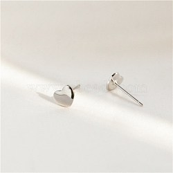 925 Sterling Silver Stud Earrings, Heart, Platinum(EJEW-BB43830-H)