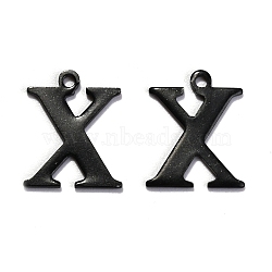 304 Stainless Steel Alphabet Charms, Electrophoresis Black, Letter.X, 12x10x1mm, Hole: 1mm(STAS-H122-X-EB)