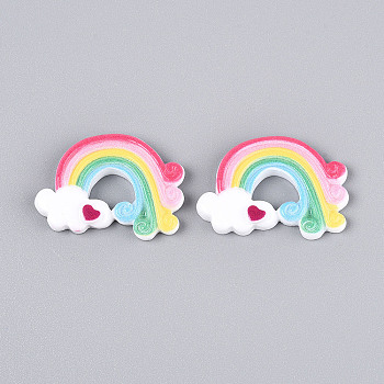 Resin Cabochons, Rainbow, Colorful, 35x25x6.5mm